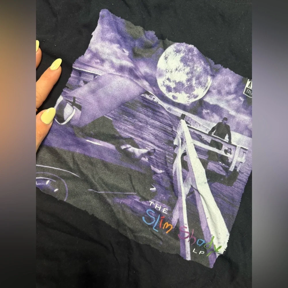 The Slim Shady Album Cover - Moonlit Graphic Black T-Shirt - Picture 2 of 3